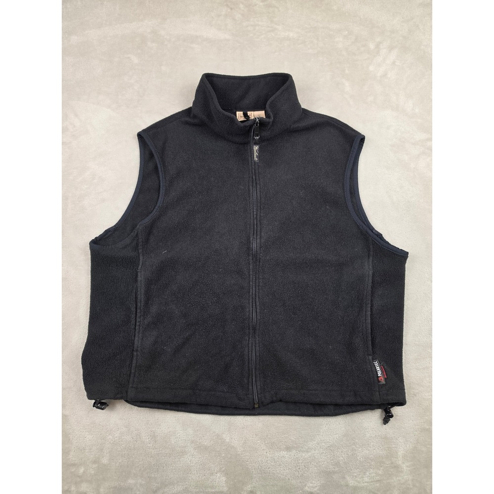 Woolrich Fleece Vest Men XL Black Polartec Full Zip Sleeveless Jacket Fits Short
